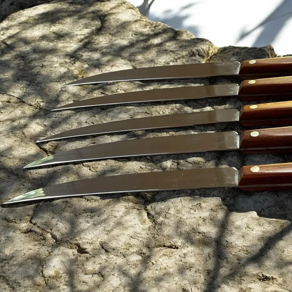 Vtg. P282-5 Wood Handle Case XX Chromium Steak Knives Lot of 5 USA Made Quality